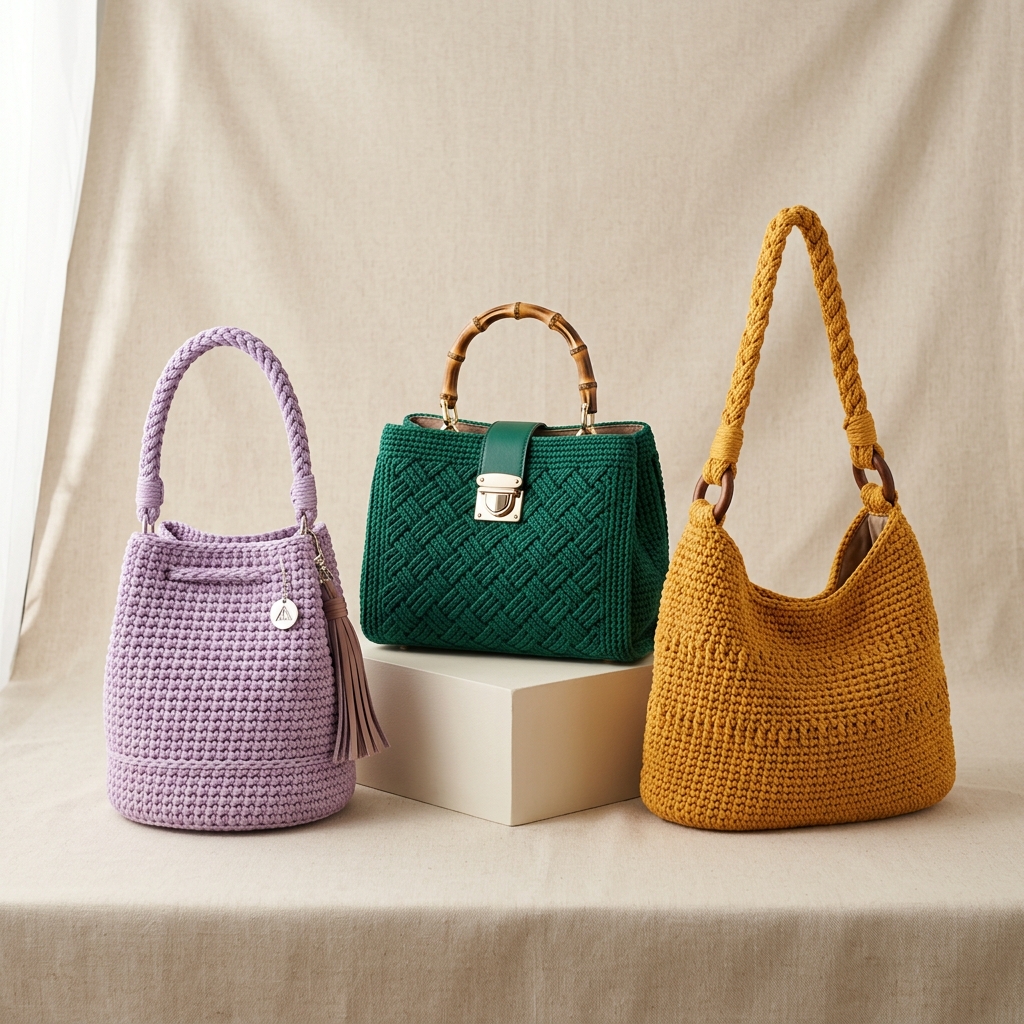 Coleção de Bolsas de Crochê Tendência